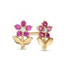 Thumbnail Image 1 of Child's Simulated Ruby and White Cubic Zirconia Flower Stud Earrings in 10K Gold