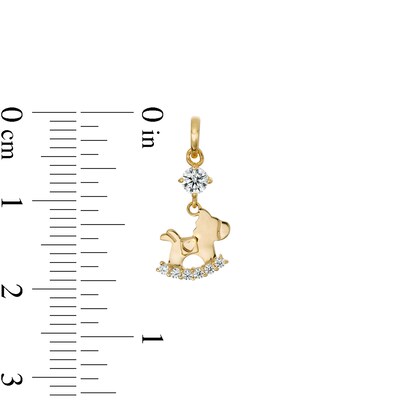 Child's Cubic Zirconia Rocking Horse Dangle Necklace Charm in 10K Gold