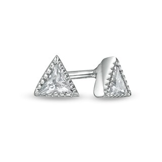 Trillion-Cut Cubic Zirconia Stud Earrings in Sterling Silver