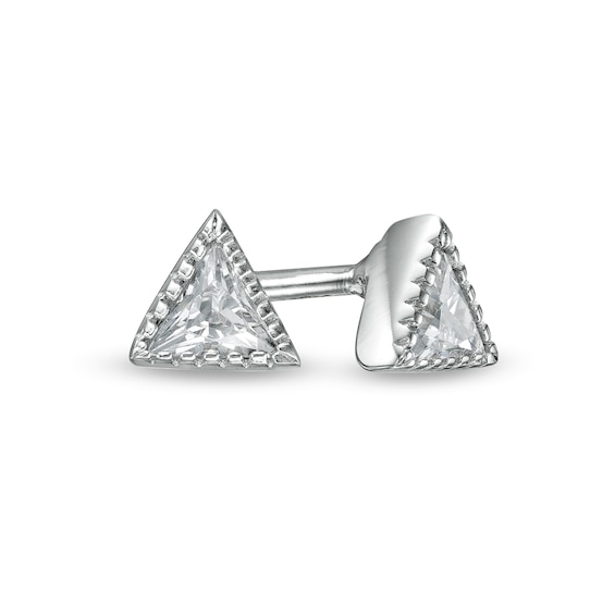 Trillion-Cut Cubic Zirconia Stud Earrings in Sterling Silver