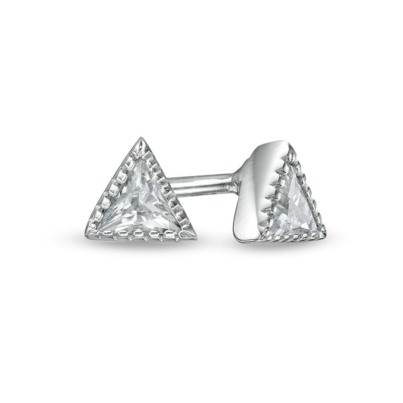 Trillion-Cut Cubic Zirconia Stud Earrings in Sterling Silver