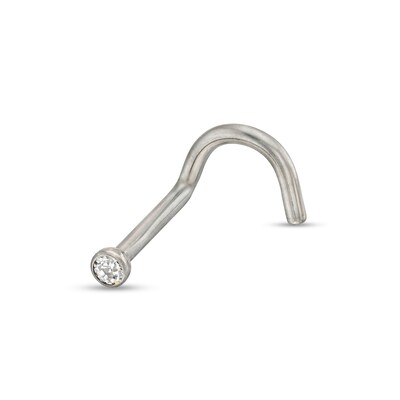 Solid Titanium Crystal Bezel-Set Screw Nose Stud - 18G 5/16"