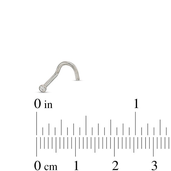 Solid Titanium Crystal Bezel-Set Screw Nose Stud - 18G 5/16"