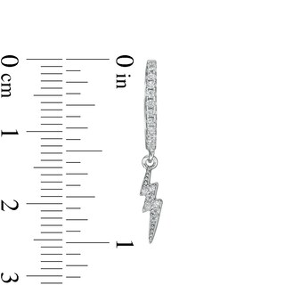 Solid Sterling Silver CZ Lightning Bolt Dangle Huggies