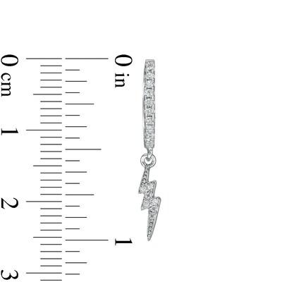 Solid Sterling Silver CZ Lightning Bolt Dangle Huggies