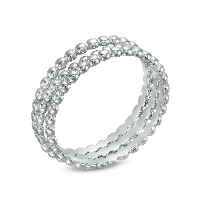 Main Image 2 of Beaded Stackable Band Set in Sterling Silver – Size 6