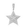 Cubic Zirconia Multi-Frame Three-Dimensional Star Necklace Charm in Sterling Silver