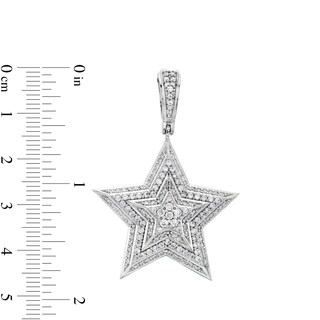 Cubic Zirconia Multi-Frame Three-Dimensional Star Necklace Charm in Sterling Silver