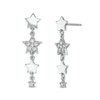 Cubic Zirconia Four Star Drop Earrings in Sterling Silver