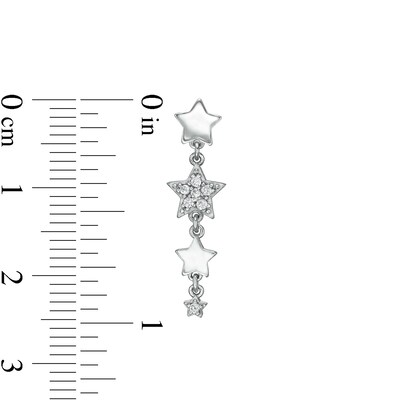 Cubic Zirconia Four Star Drop Earrings in Sterling Silver