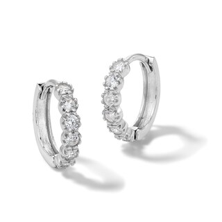 Solid Sterling Silver CZ Six Stone Huggies