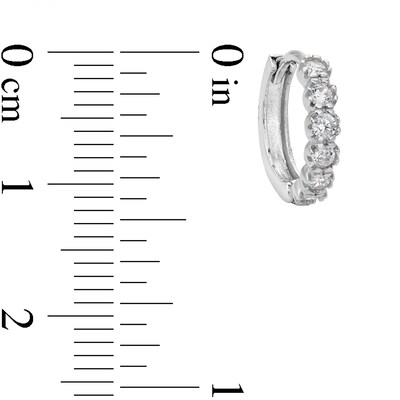 Solid Sterling Silver CZ Six Stone Huggies
