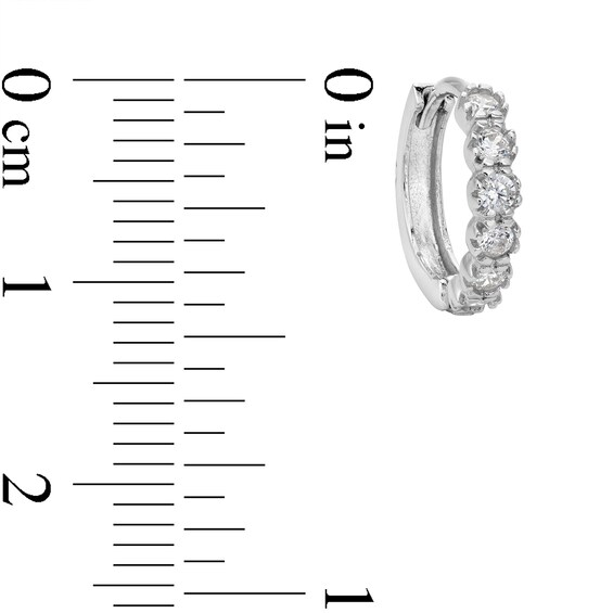Solid Sterling Silver CZ Six Stone Huggies