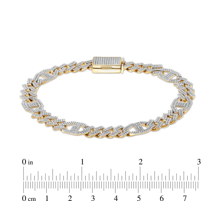 Main Image 3 of 1/4 CT. T.W. Diamond Link Bracelet in Sterling Silver with 14K Gold Plate – 8.5"