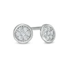 Thumbnail Image 1 of Cubic Zirconia 4.76mm Flower Cluster with Polished Frame Disc Stud Earrings in Sterling Silver