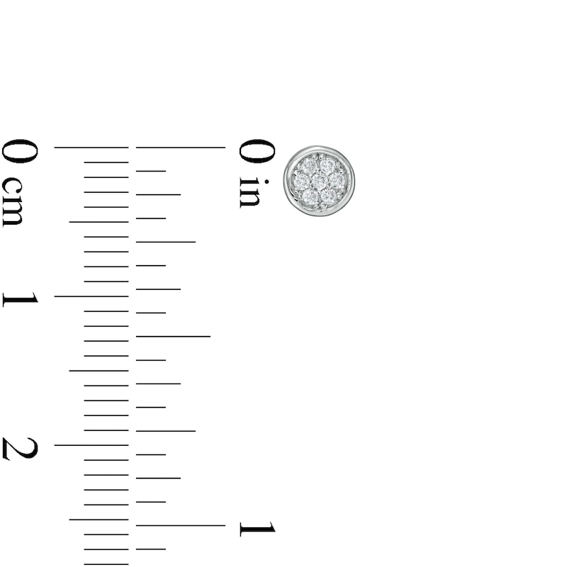Main Image 2 of Cubic Zirconia 4.76mm Flower Cluster with Polished Frame Disc Stud Earrings in Sterling Silver