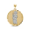 Diamond-Cut and Beaded Saint Judas Medallion Two-Tone Necklace Charm in 10K Solid Gold