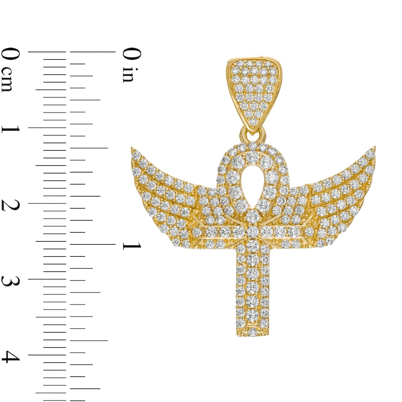 Main Image 2 of Cubic Zirconia Ankh Cross with Wings Necklace Charm in 10K Gold