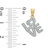 Thumbnail Image 2 of Cubic Zirconia Tilted Stacked "LOVE" with Heart Accent Two-Tone Necklace Charm in 10K Gold