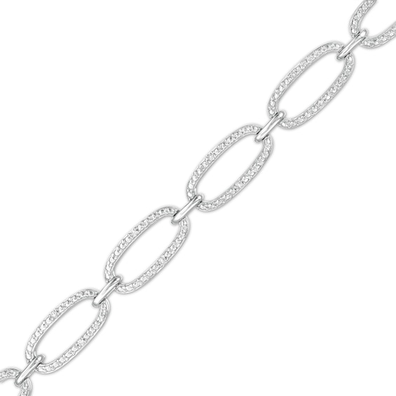 1/10 CT. T.W. Diamond Oval Link Bracelet in Sterling Silver – 7.25"