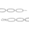 Thumbnail Image 2 of 1/10 CT. T.W. Diamond Oval Link Bracelet in Sterling Silver – 7.25"