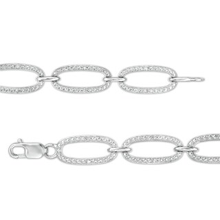 1/10 CT. T.W. Diamond Oval Link Bracelet in Sterling Silver – 7.25"