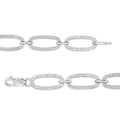 1/10 CT. T.W. Diamond Oval Link Bracelet in Sterling Silver – 7.25"