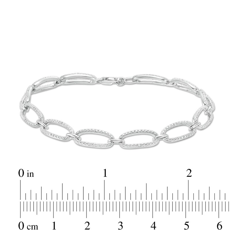 Main Image 3 of 1/10 CT. T.W. Diamond Oval Link Bracelet in Sterling Silver – 7.25"