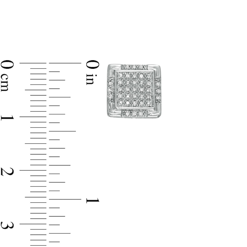 Men's 1/6 CT. T.W. Square Composite Diamond Frame Cross Stud Earrings in Sterling Silver - XL Post