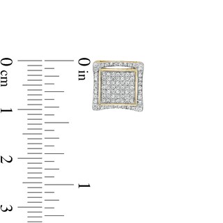 1/4 CT. T.W. Square Composite Diamond Concave Frame Stud Earrings in 10K Gold - XL Post