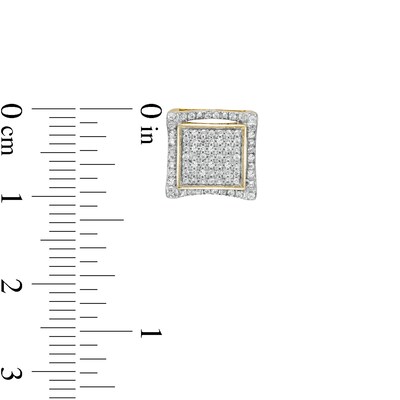 1/4 CT. T.W. Square Composite Diamond Concave Frame Stud Earrings in 10K Gold - XL Post