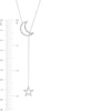 Thumbnail Image 1 of 1/20 CT. T.W. Diamond Beaded Crescent Moon and Star Outline Lariat Necklace in Sterling Silver