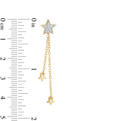 1/6 CT. T.W. Diamond Star Double Linear Chain Drop Earrings in 10K Gold