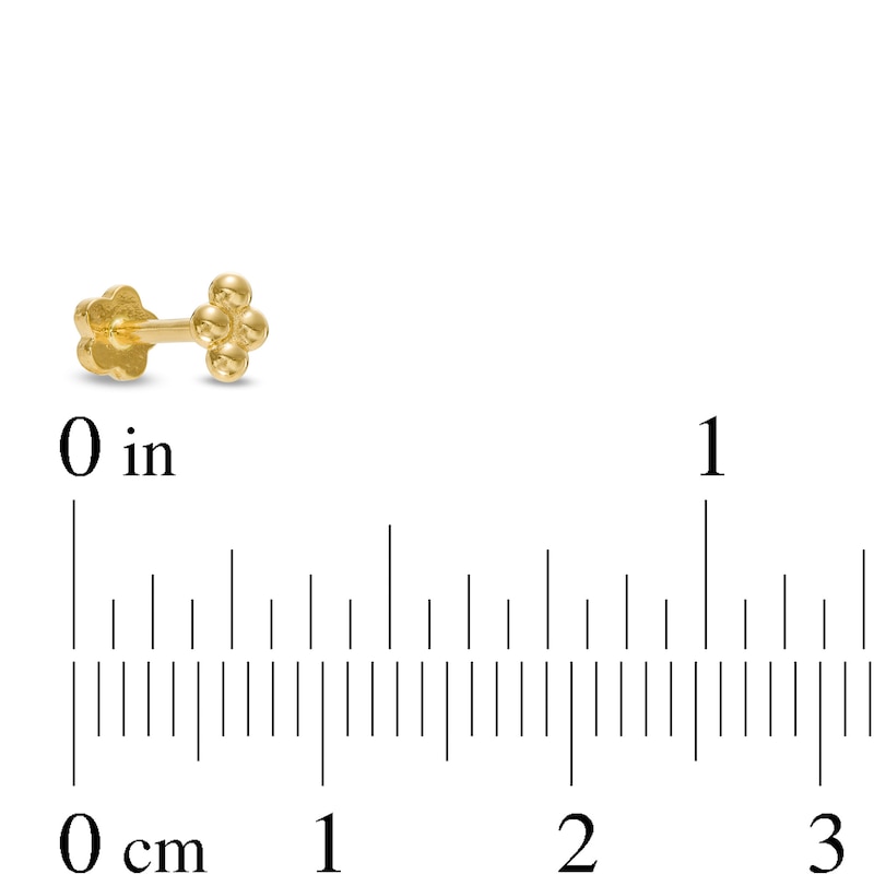14K Tube Gold Bead Cluster Quartet Stud - 18G 5/16"