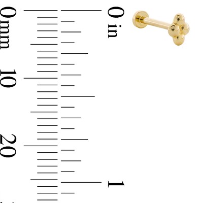 14K Tube Gold Bead Cluster Quartet Stud - 18G 5/16"