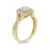 1/2 CT. T.W. Cushion Composite Diamond Frame Twist Shank Vintage-Style Engagement Ring in 10K Gold