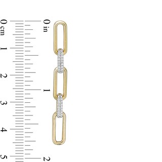 1/6 CT. T.W. Diamond Paper Clip Link Linear Drop Earrings in 14K Gold Over Silver