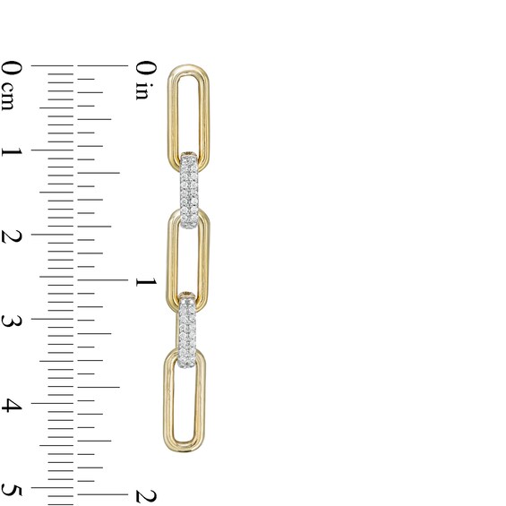 1/6 CT. T.W. Diamond Paper Clip Link Linear Drop Earrings in 14K Gold Over Silver