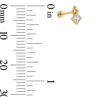 14K Hollow Gold CZ Beaded Tri-Top Stud - 18G 5/16"
