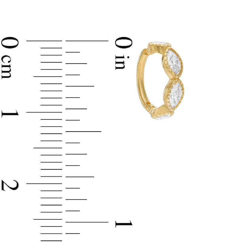 10K Solid Gold CZ Marquise Four Stone Vintage-Style Hoop - 18G 5/16"