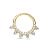 Thumbnail Image 0 of 10K Solid Gold Blue and White CZ Six Stone Hoop - 18G 5/16"