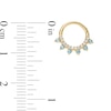 Thumbnail Image 1 of 10K Solid Gold Blue and White CZ Six Stone Hoop - 18G 5/16"