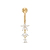 Thumbnail Image 0 of 014 Gauge Multi-Shaped Cubic Zirconia Dangle Flower Belly Button Ring in Solid 10K Gold