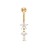 Thumbnail Image 1 of 014 Gauge Multi-Shaped Cubic Zirconia Dangle Flower Belly Button Ring in Solid 10K Gold