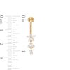 Thumbnail Image 2 of 014 Gauge Multi-Shaped Cubic Zirconia Dangle Flower Belly Button Ring in Solid 10K Gold