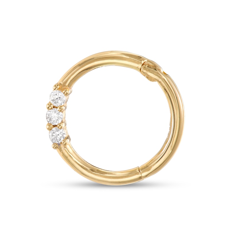 14K Semi-Solid Gold CZ Three Stone Nose Ring - 5/16"
