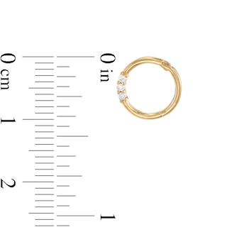 14K Semi-Solid Gold CZ Three Stone Hoop - 5/16"