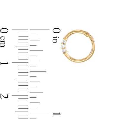 14K Semi-Solid Gold CZ Three Stone Hoop - 5/16"
