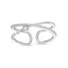Adjustable Cubic Zirconia and Chain Link Open Shank Orbit Comfort-Fit Toe Ring in Sterling Silver
