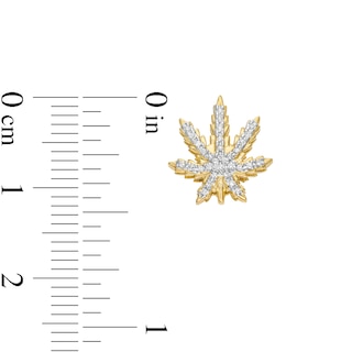 1/10 CT. T.W. Diamond Cannabis Leaf Stud Earrings in 10K Gold